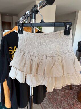 Lone Star Beige Cotton Ruffle Mini Skirt Size Small